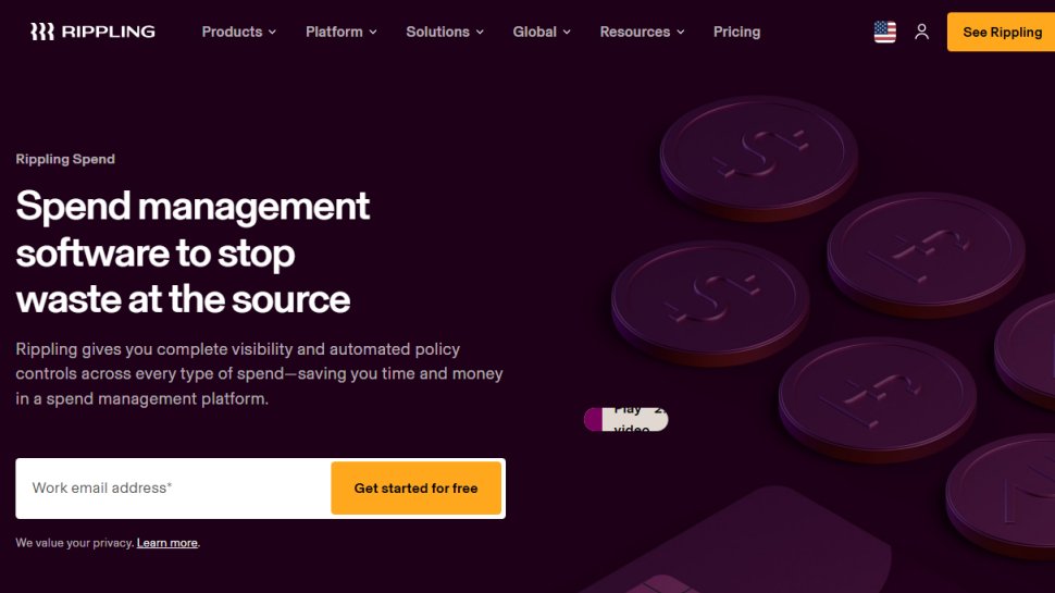 Website screenshot of Rippling Spend (February, 2026)