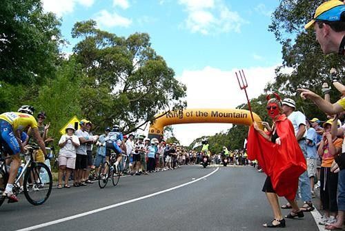 South Australia's she-devil makes an appearance at the top of Willunga Hill on stage 5 of the Jacob's Creek Tour Down Under.