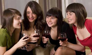 women drinking wine