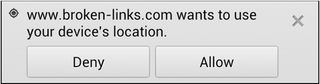 The Geolocation opt-in prompt in Chrome for Android