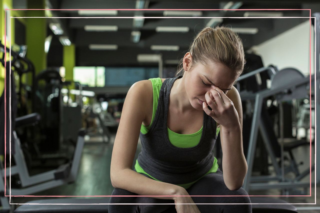 a woman at the gym trying to exercise with covid