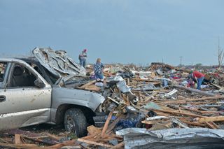 debris from moore, okla., tornado on may 20, 2013.