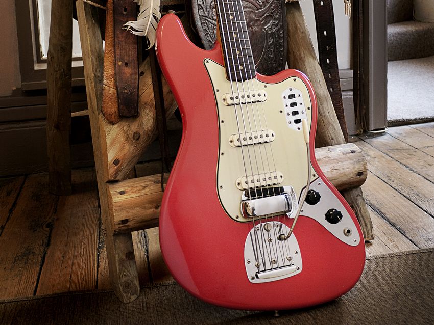 A wonderful Fiesta Red example in situ at Vintage And Rare Guitars in Bath, UK