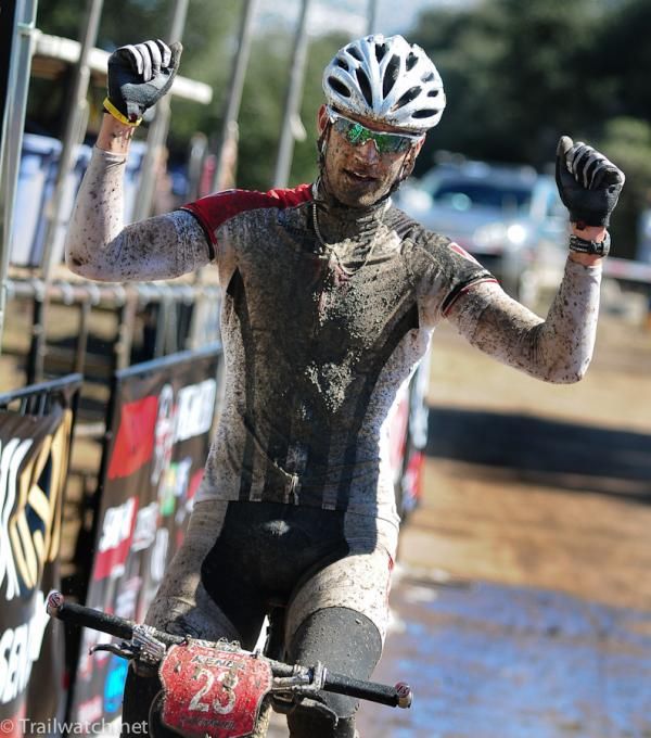Adam Morka (Trek Canada) rides in to victory with over a one-minute margin