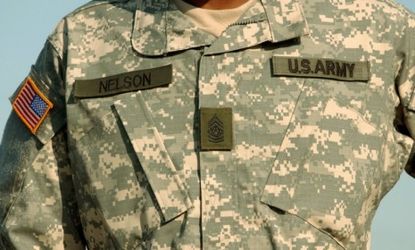 A U.S. Army sergeant sports the pixelated uniform in 2005: This ill-conceived camouflage turned out to be too easy to spot in all terrains.