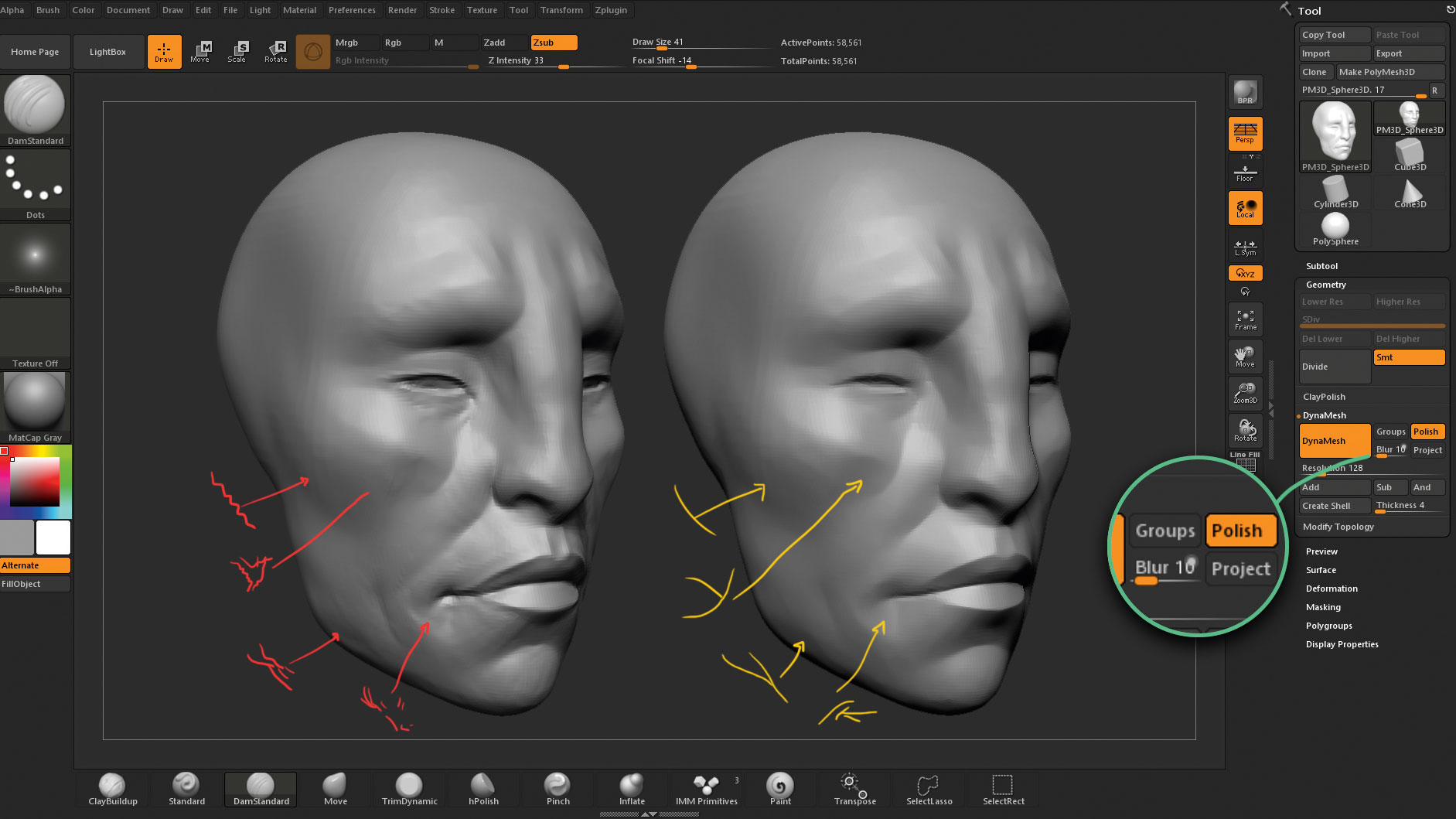 redushing mesh count zbrush core