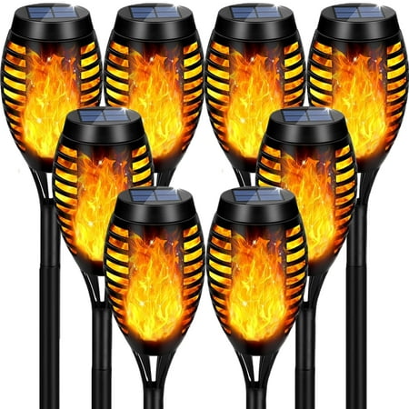 8 Packs Solar Tiki Torch Lights With Flickering Flame, Waterproof H-Alloween Solar Lights Outdoor, Solar H-Alloween Pathway Lights, H-Allowee Decor Lights for Garden, Lawn, Patio, Yard