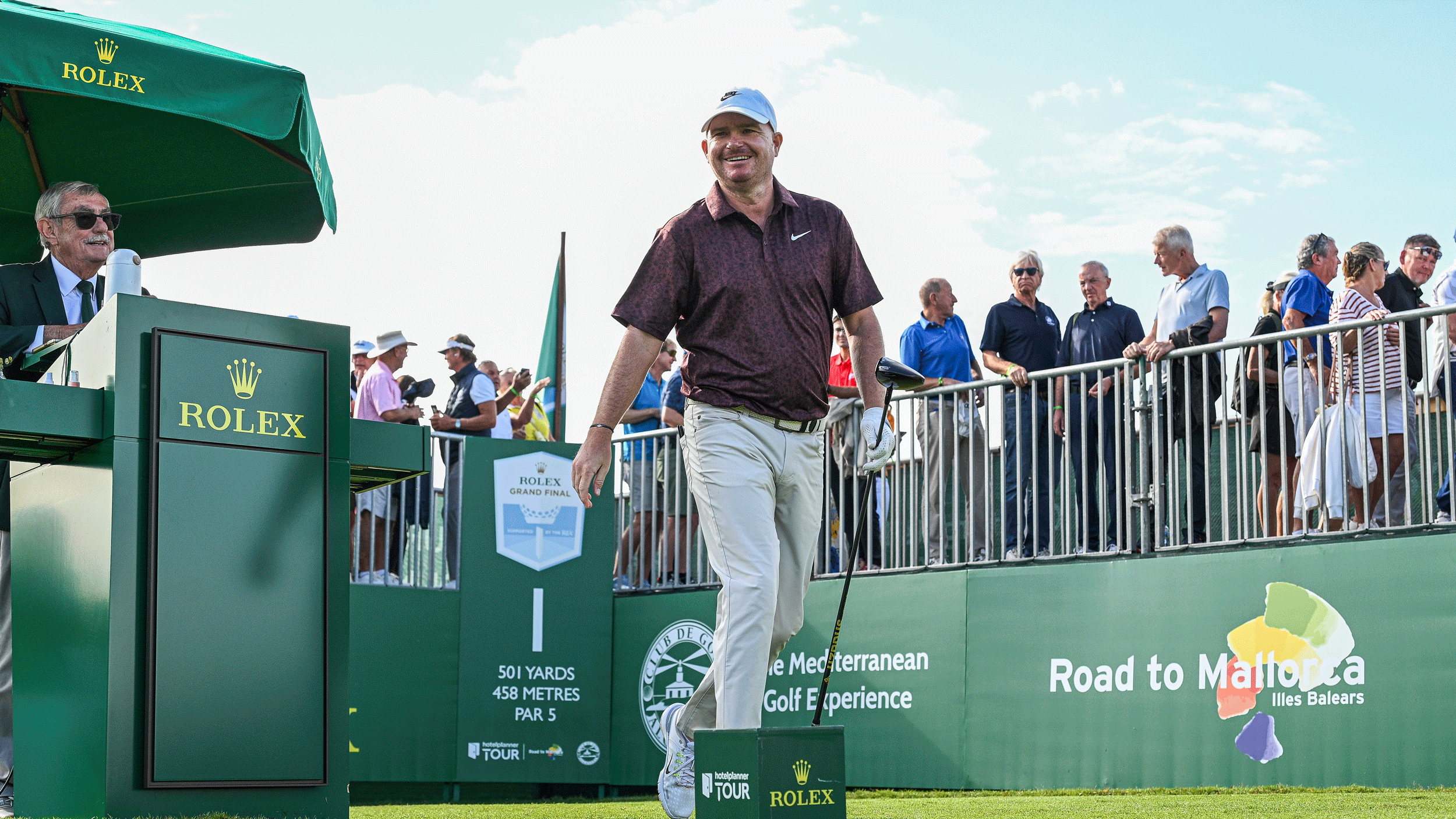James Morrison smiles as he walks off the first tee during round four of the 2025 Rolex Grand Final