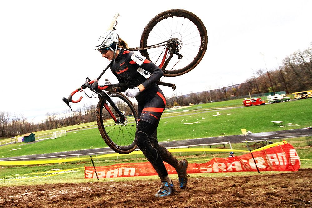 Cassandra Maximenko (Van Dessel/Atom Composites/ISM) opts to carry rather than slip