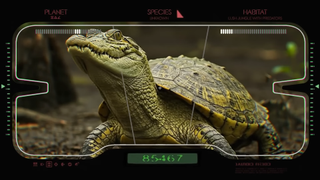 A screenshot from Star Wars: Field Guide, showing a turtle with an alligator's head.