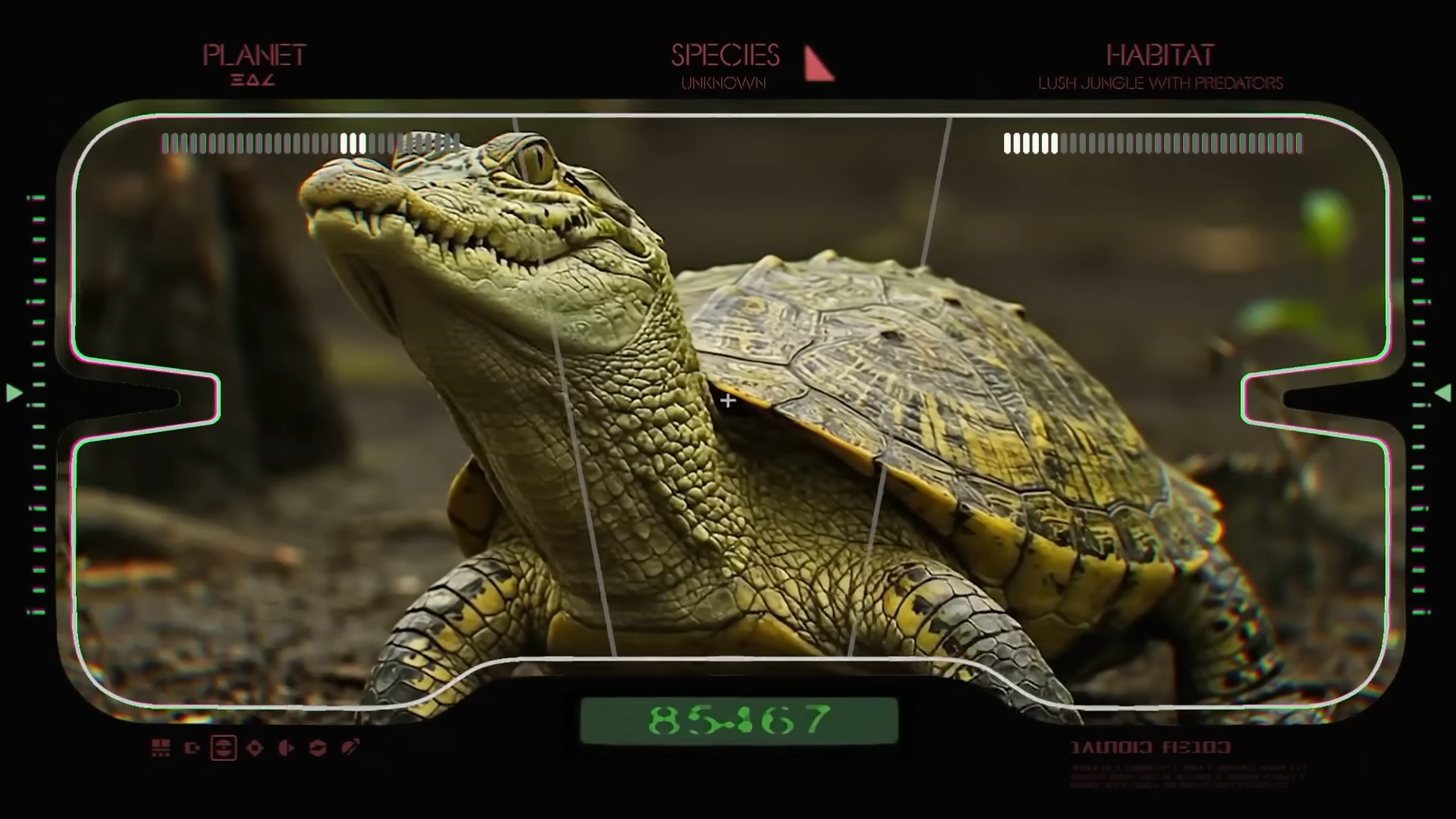 A screenshot from Star Wars: Field Guide, showing a turtle with an alligator&#039;s head.