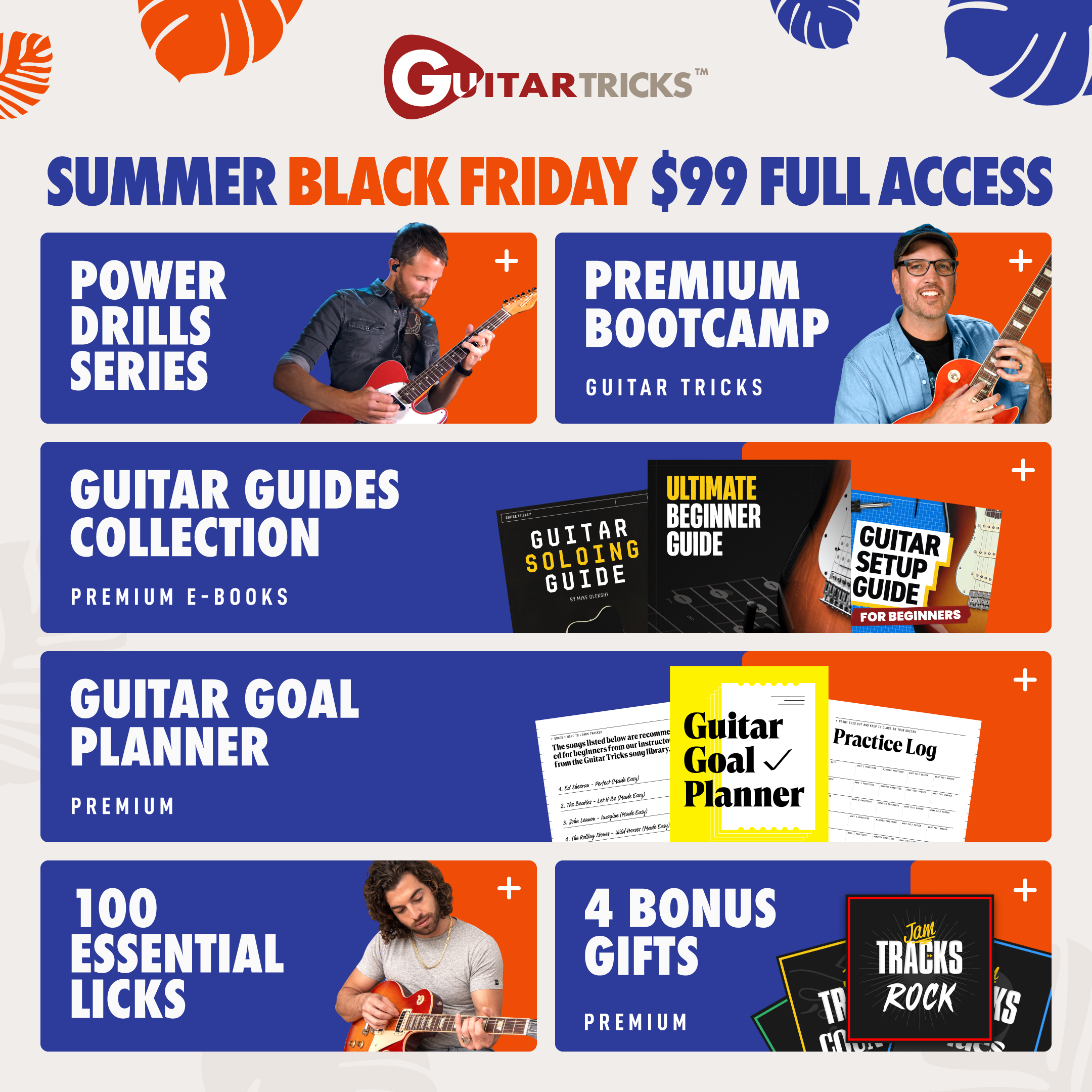 Get almost $1k of guitar tuition from our number one online platform for only $99 with this epic Summer Black Friday deal – over 11,000 lessons, plus bonus gifts