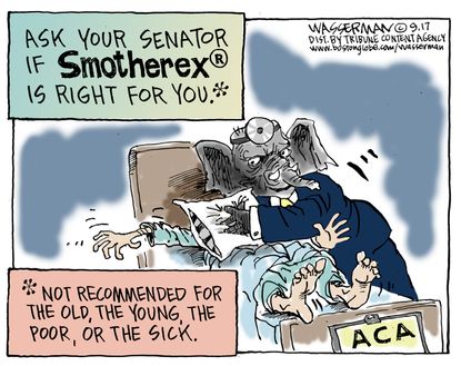 Political cartoon U.S. Obamacare replacement Graham-Cassidy GOP