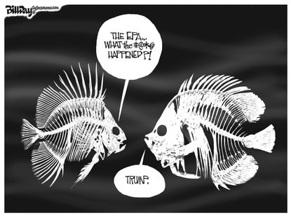 Political Cartoon U.S. EPA fish Scott Pruitt Donald Trump