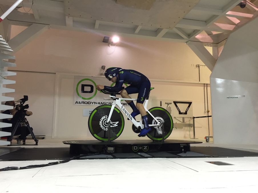 Alex Dowsett (Movistar) wind tunnel testing