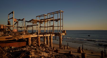 Los Angeles fire damage on seafront