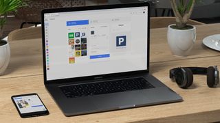 Laptop displaying Postable Instagram Automation Charlie Plan