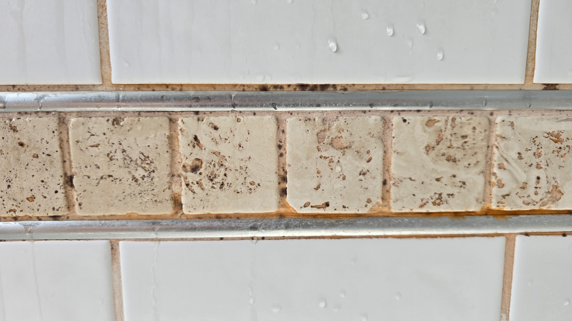 Tile grout before cleaning with Vax Steam Fresh Total Home