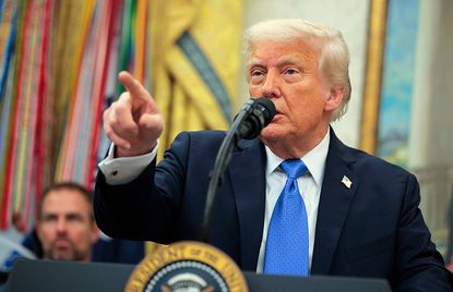 U.S. President Donald Trump speaks at a ceremony