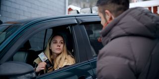 Hanna shows her cop ID in The Åre Murders episode 1