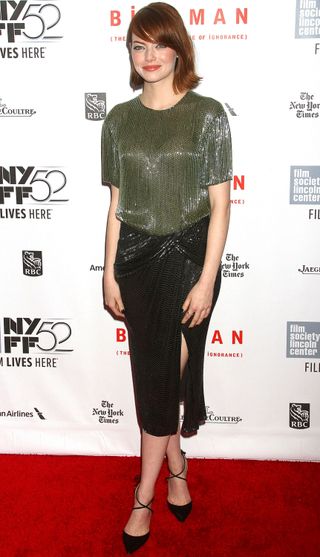 Emma Stone Wearing Jason Wu at the Birdman premiere, New York Film Fetstival