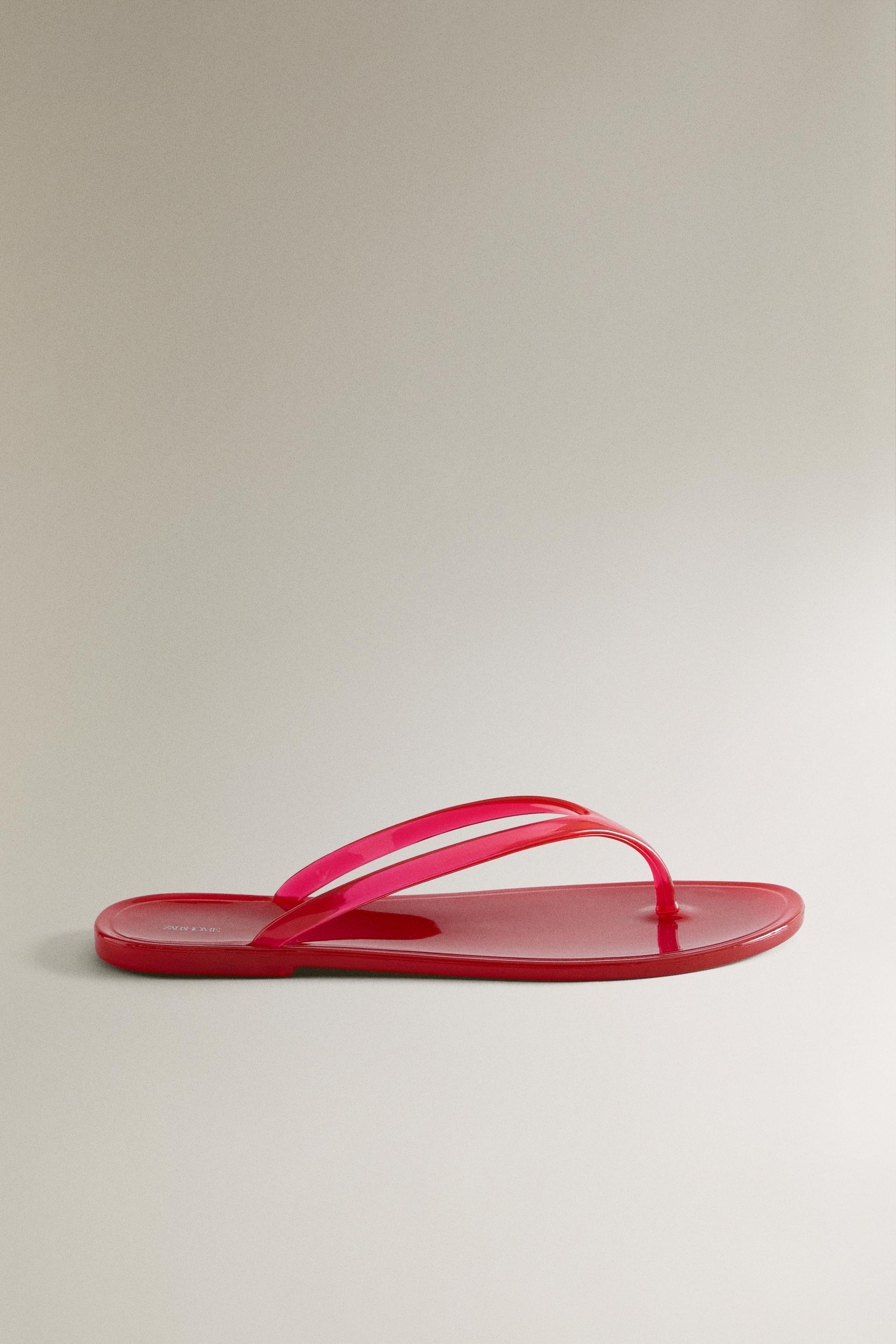 Flat Jelly Sandals - Red - 6