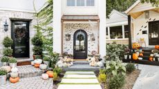 Three examples of outdoor Halloween decor