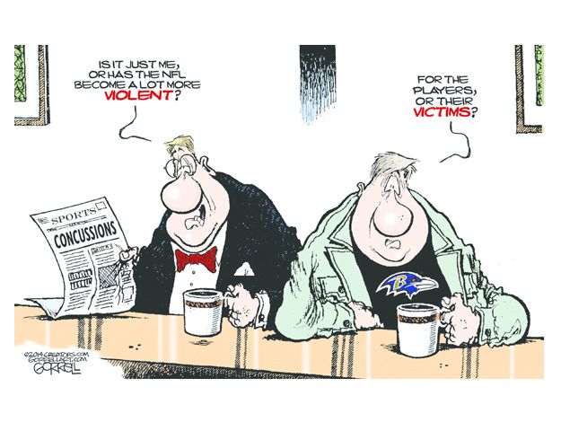 Editorial cartoon sports NFL violence