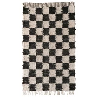 Checkerboard Woven Shag Rag Rug from Urban Outfitters