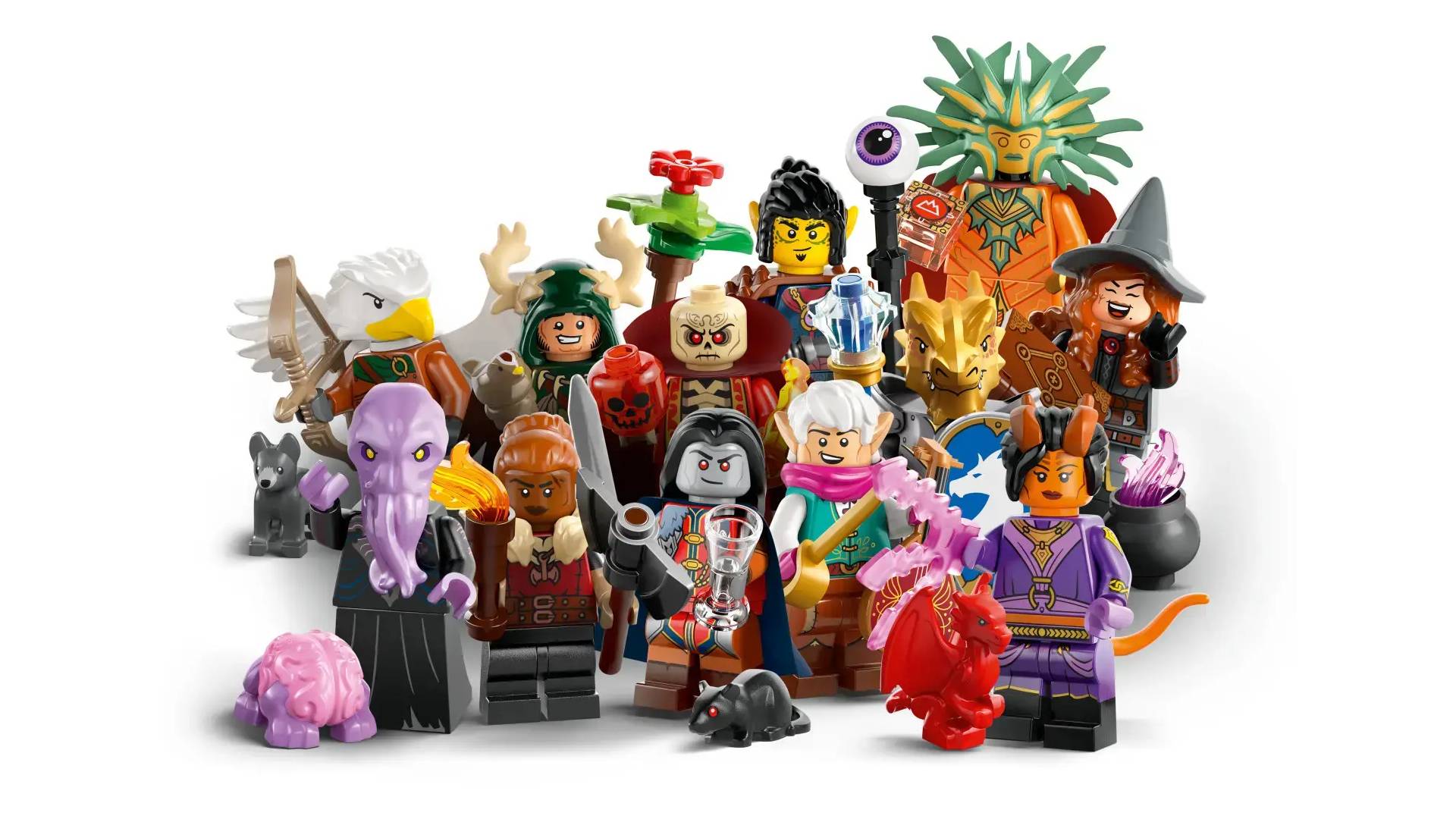 Lego Dungeons and Dragons minifigures with white background