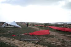 ORISTANO ITALY DECEMBER 08 Detail of the damage caused to the circuit by the storm leading to the cancellation of the race on December 08 2024 in Oristano Italy Photo by Dario BelingheriGetty Images