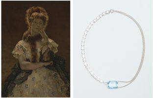 The Parisian Sphinx painting and Wouters & Hendrix crystal necklace