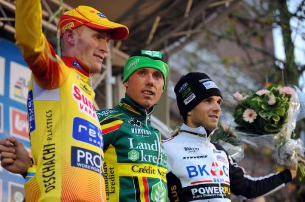 The podium: Klaas Vantornout (Sunweb-Revor) , Sven Nys (Landbouwkrediet) and Niels Albert (BKCP-Powerplus) and