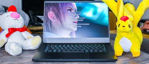 Razer Blade 14 keybord and screen with a Final Fantasy XIII cinematic
