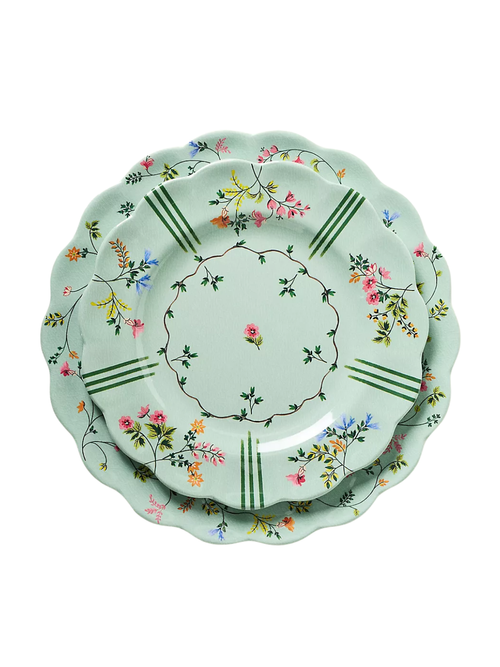 Annette Floral Melamine Dessert Plates, Set of 4