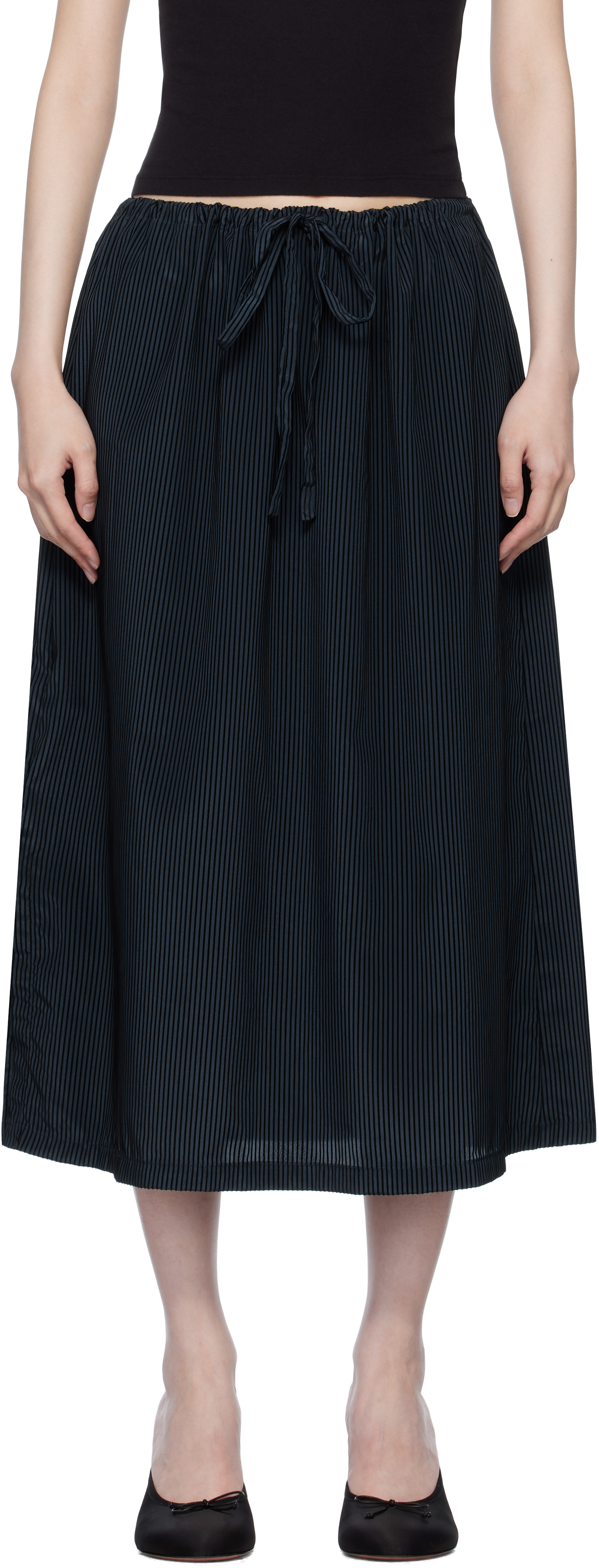 Navy &amp;amp; Black Laila Midi Skirt