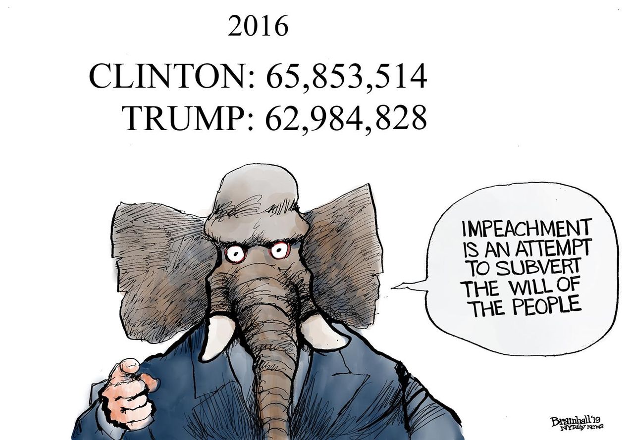 Political Cartoon U.S. Impeachment Comparison Clinton Trump electoral college