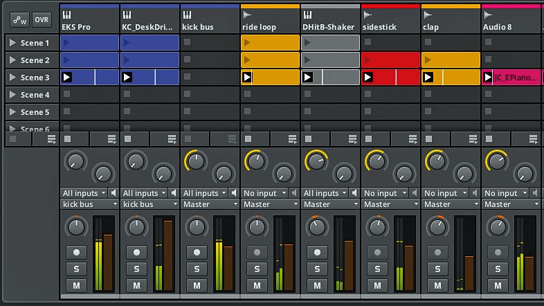 The clip-focused Mix window is one of Bitwig's most Live-like interface elements.