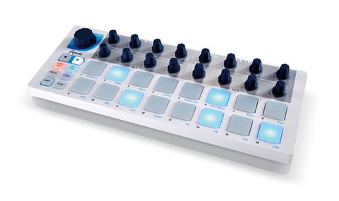 The 16 drum pads are of the rubber MPC-type with LED backlighting