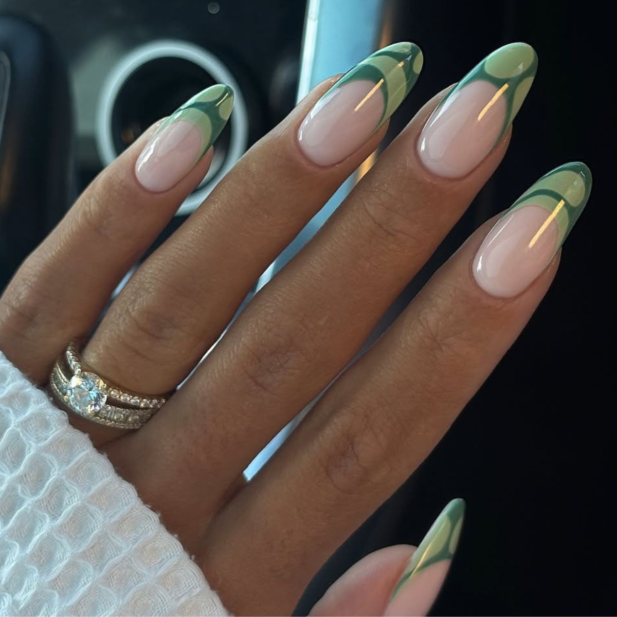 Matcha French-Tip Nails