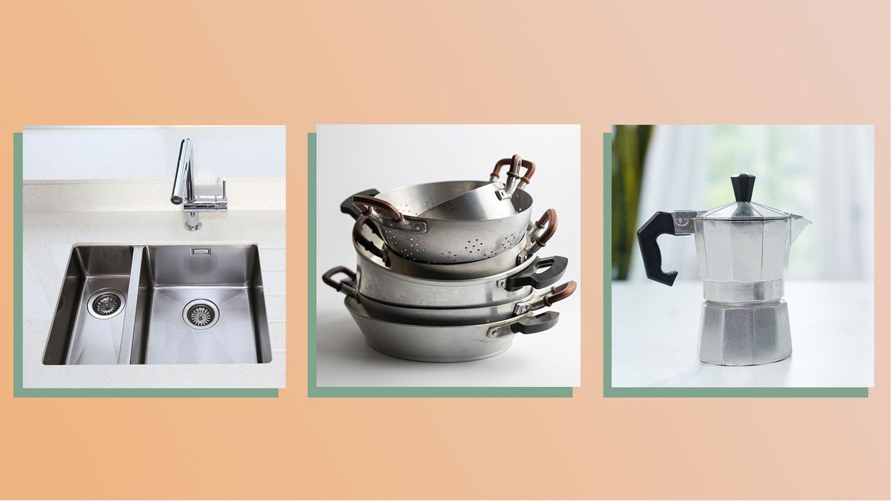 a collage image of aluminum items