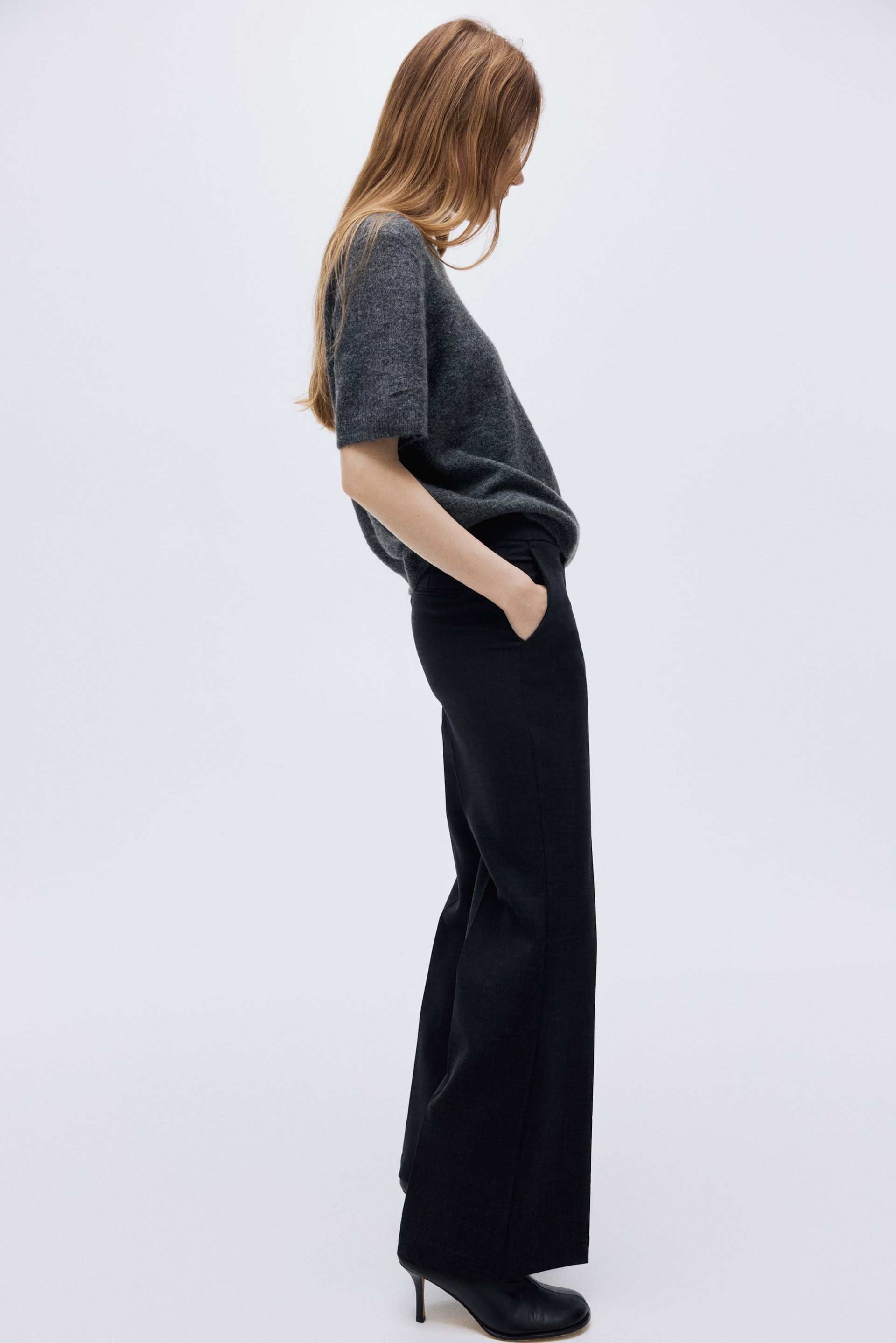 Flared Wool-Blend Trousers