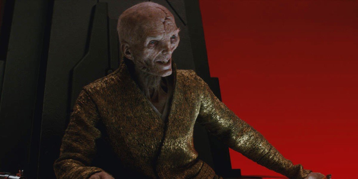 Supreme Leader Snoke grins with delight in Star Wars: The Last Jedi (2017)