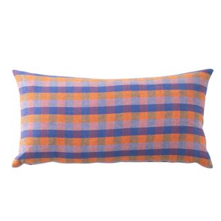 A checked couch pillow