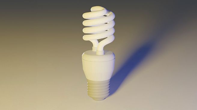 A 3D rendered light bulb