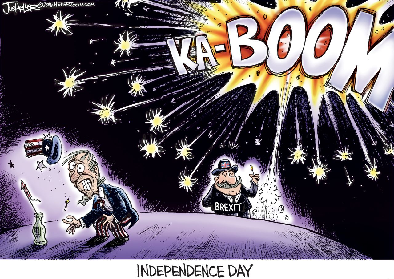 Political cartoon U.S. Brexit World July 4th