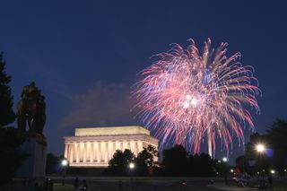 Fireworks at the National Mall in Washington DC on 4th of July.