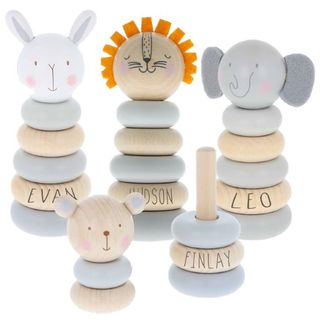 Personalised Wooden Stacking Rings Baby Toy from Etsy