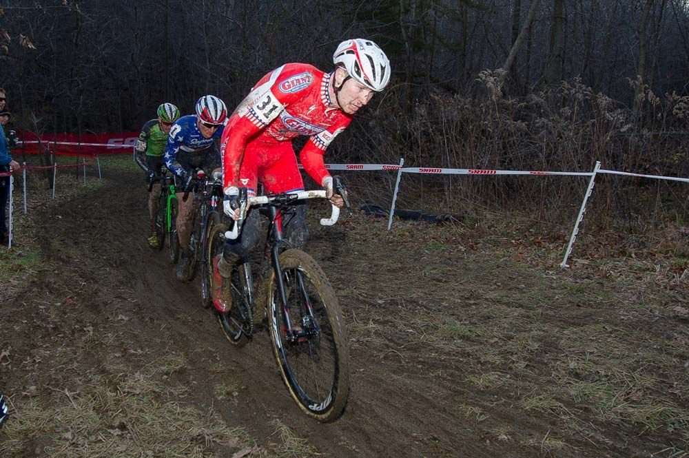 Logan Owens (CalGiant) spent much of the race at the front with trio Jeremy Powers (Rapha) and Stephen Hyde (Cannondale pb Cyclocrossworld) in tow