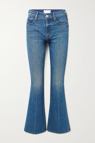 + Mesh holds the legs of high-waisted flared jeans for the weekend
